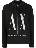 Armani Exchange hoodie nervuré à logo brodé - Noir