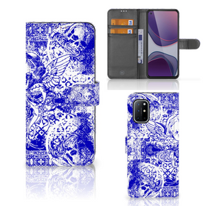 Telefoonhoesje met Naam OnePlus 8T Angel Skull Blauw