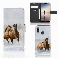 Huawei P20 Lite Telefoonhoesje met Pasjes Paarden - thumbnail