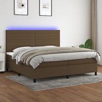 vidaXL Boxspring met matras en LED stof donkerbruin 200x200 cm