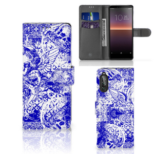 Telefoonhoesje met Naam Sony Xperia 10 II Angel Skull Blauw