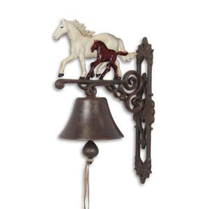 A PAIR OF CAST IRON HORSE AND COLT BELLS