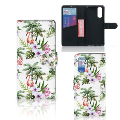 OPPO Find X2 Telefoonhoesje met Pasjes Flamingo Palms OPPO Find X2 Telefoonhoesje met Pasjes Flamingo Palms