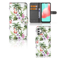 Samsung Galaxy A32 5G Telefoonhoesje met Pasjes Flamingo Palms - thumbnail