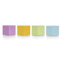magnetoplan Design Magnets Wood Series Cube, 4 stuks, hoogwaardige magneten van hout in 4 pastelkleuren, vierkant, FSC-gecertificeerd