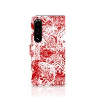 Telefoonhoesje met Naam Sony Xperia 1 IV Angel Skull Rood