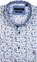 Giordano Heren Overhemd Wit Multikleur Waaiers Print Satijn Regular Fit