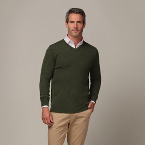 Bamigo V-Hals Pullover Dark Green Melange