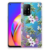 OPPO A94 5G | Reno5 Z TPU Hoesje Flamingo Palms - thumbnail