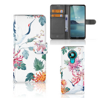 Nokia 3.4 Telefoonhoesje met Pasjes Bird Flowers - thumbnail