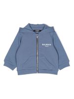 Balmain Kids hoodie zippé à logo imprimé - Bleu