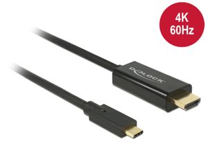 Delock 85292 Kabel USB Type-C male > HDMI male (DP Alt Mode) 4K 60 Hz 3 m zwart