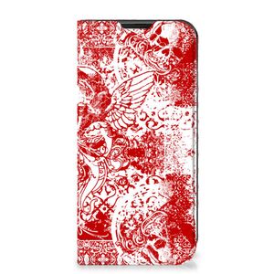 Mobiel BookCase Samsung Galaxy Xcover 6 Pro Angel Skull Rood