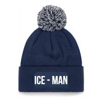 Ice-man muts met pompon - unisex - one size - navy - apres-ski muts One size  - - thumbnail