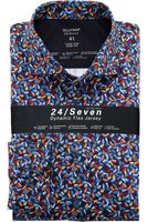 OLYMP Level Five Body Fit Jersey shirt blauw/geel, Motief - thumbnail