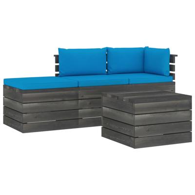 vidaXL 4-delige Loungeset met kussens pallet massief grenenhout vidaXL 4-delige Loungeset met kussens pallet massief grenenhout