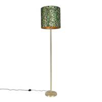 QAZQA Vloerlamp messing met pauw kap 40 cm - Simplo