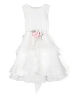 Mimilù robe sans manches à fleurs appliquées - Blanc