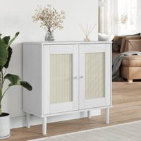 Dressoir SENJA 80x35x80 cm rattan look massief grenenhout wit - thumbnail