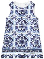 Dolce & Gabbana Kids robe courte à imprimé Majolica - Bleu