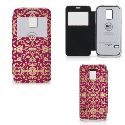 Wallet Case Samsung Galaxy S5 Mini Barok Pink