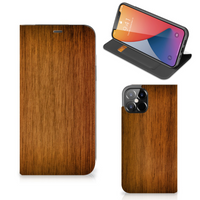 iPhone 12 Pro Max Book Wallet Case Donker Hout - thumbnail