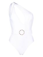 Noire Swimwear maillot de bain à taille ceinturée - Blanc