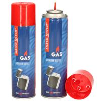 Aansteker gas/butaan gasfles - 2x - 250 ml - voor kooktoestellen/aanstekers - thumbnail