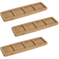 3x Serveerplanken/borden 4-vaks van bamboe hout 33 cm - thumbnail