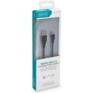 Digitus 1m, USB2.0-A/USB2.0 micro-B 1m USB A Micro-USB B Zwart