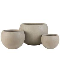 J-Line bloempot Rond Klei - keramiek - beige - Ø 55.50 cm - 3 stuks