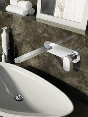 Hotbath Friendo inbouw wastafelmengkraan met rechte uitloop op plaat chroom Hotbath Friendo inbouw wastafelmengkraan met rechte uitloop op plaat chroom