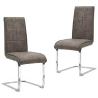 vidaXL Eetkamerstoelen 2 st kunstleer donkerbruin