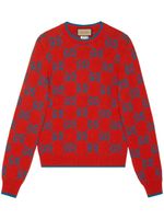 Gucci pull à motif GG Damier en jacquard - Rouge - thumbnail