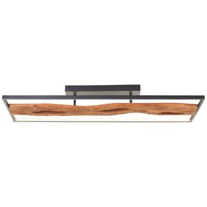 Brilliant Plafondlamp zwart met hout Chaumont 100cm G80114/76