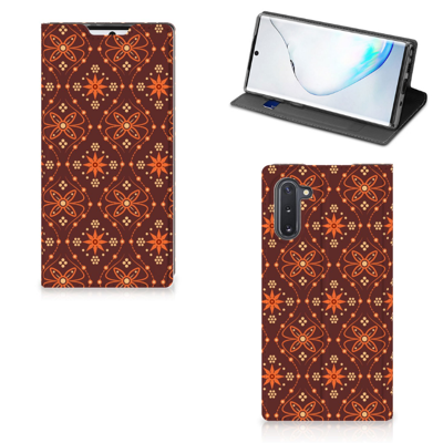 Samsung Galaxy Note 10 Hoesje met Magneet Batik Brown Samsung Galaxy Note 10 Hoesje met Magneet Batik Brown