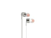 JBL T210 oortelefoon voor in het oor met afstandsbediening met 1 knop en ingebouwde microfoon, compatibel met Apple- en Android-apparaten - zilver/wit, wit, zilver