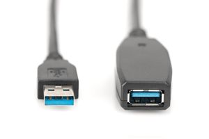 Digitus USB-kabel USB 3.2 Gen1 (USB 3.0 / USB 3.1 Gen1) USB-A stekker, USB-A bus 20.00 m Zwart Afgeschermd, Afgeschermd (dubbel) DA-73107