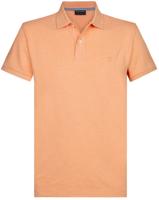 Profuomo Heren Poloshirt Zalmroze Garment Washed Slim Fit