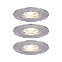 Paulmann 94301 Nova Mini LED Inbouwlamp Coin 3-delige set rond stijf 3x4W plafondinbouwspot geborsteld ijzer inbouwlamp aluminium warmwit 2700K