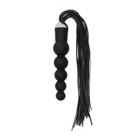 Black Whip with Curved Silicone Dildo - Black