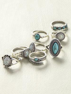 8PCS Eight Piece One Set  Retro Rings