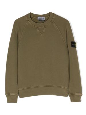 Stone Island Junior Sweater met Compass-logopatch - Groen