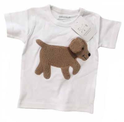 Ziegfeld T shirt Hond Bobby junior katoen wit/bruin maat 98 Ziegfeld T shirt Hond Bobby junior katoen wit/bruin maat 98