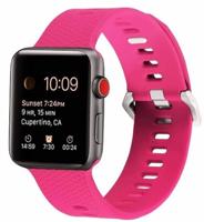 By Qubix - Siliconen bandje met motief - Roze - Compatible met Apple Watch 38mm / 40mm / 41mm / 42mm - Compatible Apple watch bandjes