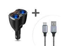 Autolader - Sigarettenaansteker Splitter - 2x USB - 1x USB-C - 12/24 V - Snellader - Met USB-C kabel (PS23)