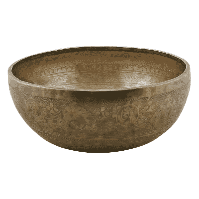Handgemaakte Bronzen Klankschaal met Bloem des Levens Gravering Handgemaakte Bronzen Klankschaal met Bloem des Levens Gravering