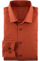 OLYMP Luxor 24/Seven Modern Fit Jersey shirt rood-oranje, Effen - thumbnail