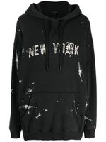 R13 slogan-print distressed hoodie - Noir