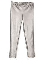 Monnalisa pantalon en cuir artificiel à plaque logo - Gris